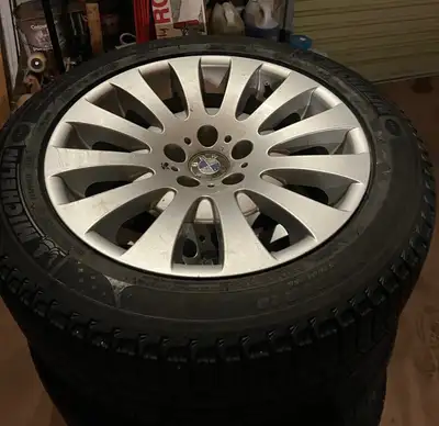 FOUR Micheline X Ice tires with rims. These were originally on a BMWx3 SUV. Tire size 245-50-18. Bol...