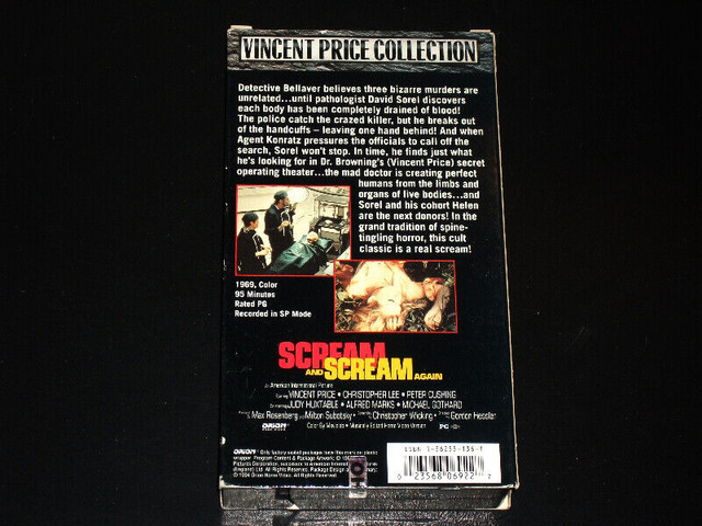 Scream and scream again (1969) (Vincent Price) VHS dans CD, DVD et Blu-ray  à Ville de Montréal - Image 2