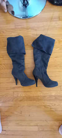 Women Boots- Grey suede with heals