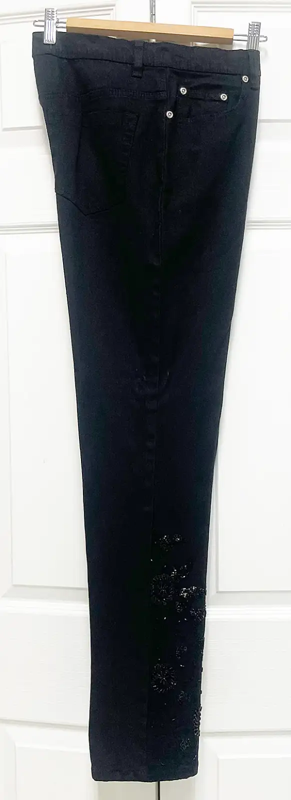 Black Designer Bead & Lace Embellished Jeans by DG2,  size 8 in Women's - Bottoms in Delta/Surrey/Langley - Image 4