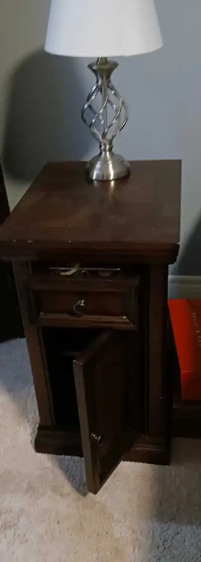 Solid Wood Table with Lamp, View more