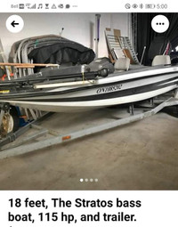 18 Feet The Stratos Bass Boat,115 HP Trailer included