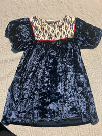 Zara Blue Velvet Toddler Dress