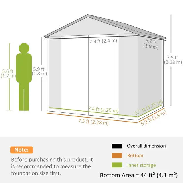 8' x 6' Plastic Garden Storage Shed with Latch Door, Vents, Slop in Outdoor Tools & Storage in Markham / York Region - Image 3