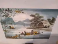 Peinture acrylique du Vietnam sur toile très fine artiste signé 