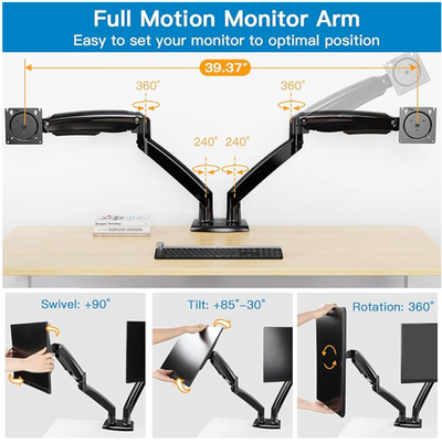 Dual Monitor Arm for 13 to 40 inch monitors., View more