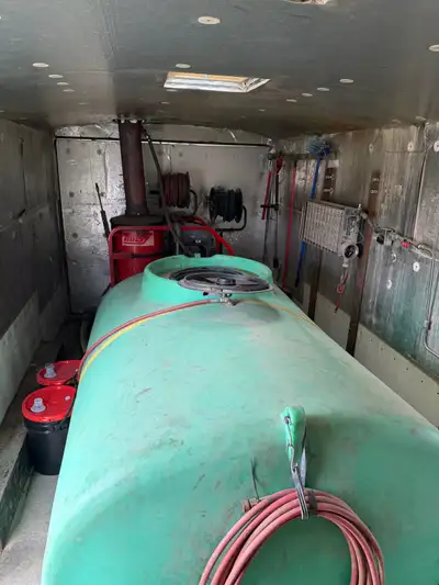 Trailer mounted steamer unit. Has hotsy with brand new coil in the unit, works great. 500gallon tank...