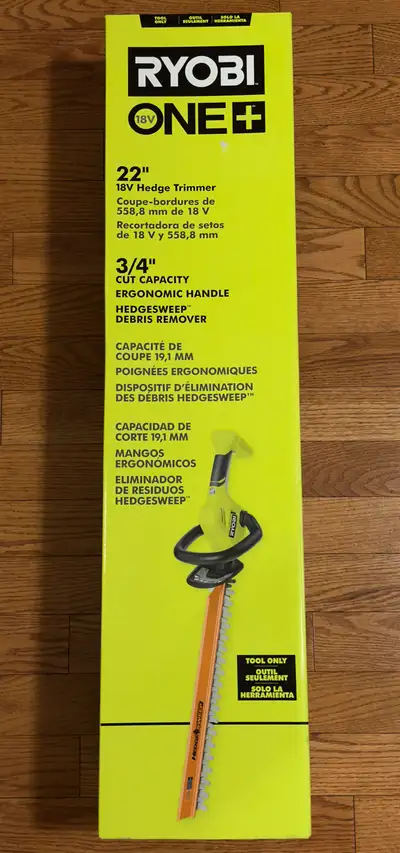New and in sealed box RYOBI 18V ONE+ Cordless Battery 22 inch Hedge Trimmer. Tool only. Model #P2609...