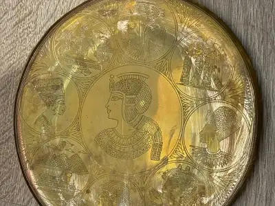 Etched Hanging Brass Egyptian Symbols Display Plate - from Egypt, View more