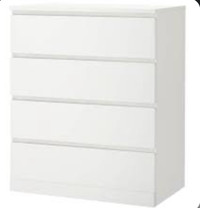 Ikea MALM dresser 4-drawer chest, white
