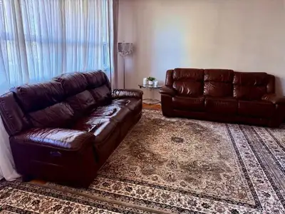 Used Brown Leather Reclining Sofa Set (3+3), View more