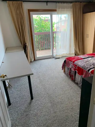 The room is available now. The room with a balcony on second floor. Simple furniture, shared washroo...
