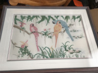 Framed Needle Point Parrots