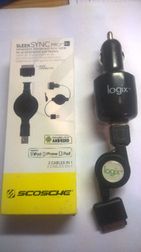 LOGIX NT-3310 - RETRACTABLE USB CAR/WALL CHARGER ipad