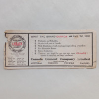 Vintage Canada Cement Business Advertising Card Ink Blotter