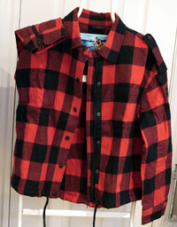 New Moose Knuckles Hartley Flannel Womens Jacket Red /Black Sz L