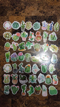 Plant Cactus 50 or 100 Stickers - New