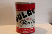 vintage Boite tôle chips Dulac  11 pouces Ste Marie Beauce