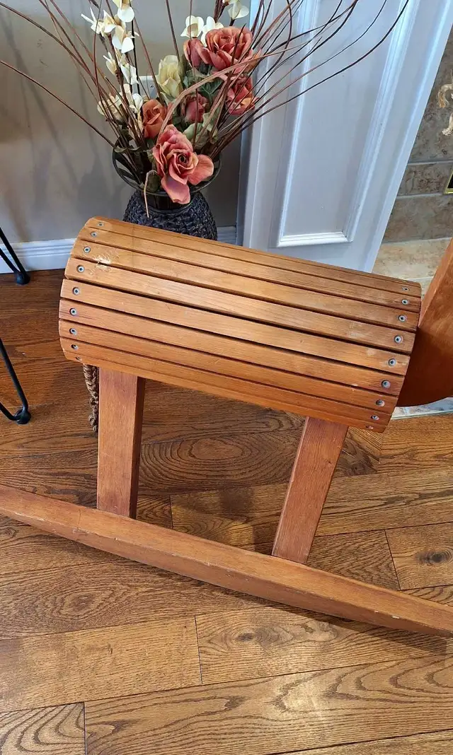 Mid Century Oak Wood Rocking Horse Deco in Arts & Collectibles in West Island - Image 5