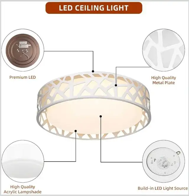 LED Flush Mount Ceiling Light, 14 Inch Dimmable Round Lighting  in Indoor Lighting & Fans in Markham / York Region - Image 6