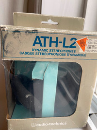 Vintage Japan Audio-Technica ATH-L2 stereo headphones in box
