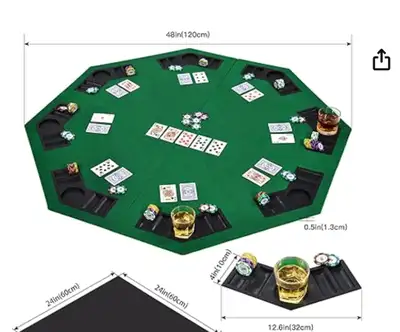 Used but in very good condition. Its for 6 maybe 8 players. The one on amazon does not come with Leg...