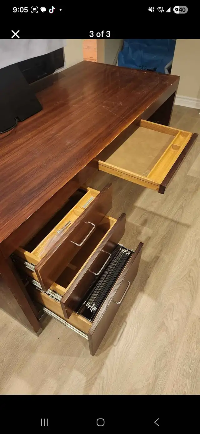 Large Wooden Desk with Drawers in Desks in City of Toronto - Image 3