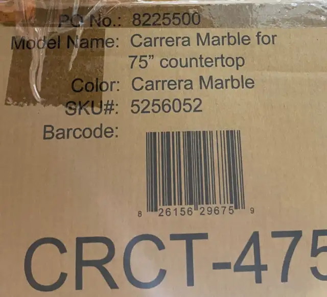 75-inch long Carrera Marble countertop -single-hole faucet mount in Plumbing, Sinks, Toilets & Showers in Calgary - Image 4