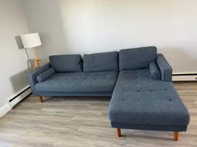 Blue Sofa with chaise, couch, View more