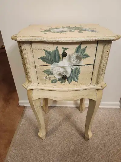 Vintage Hand Painted End Table, View more