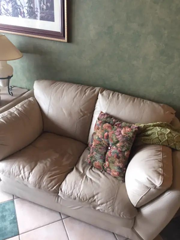 Causeuse en vrai Cuir, Ivoire**all-leather Loveseat, Ivory in Couches & Futons in Laval / North Shore - Image 4