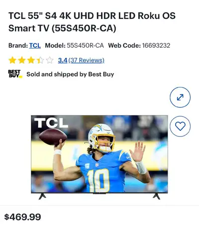 TCL 55" S4 4K UHD HDR LED Roku OS Smart TV , View more