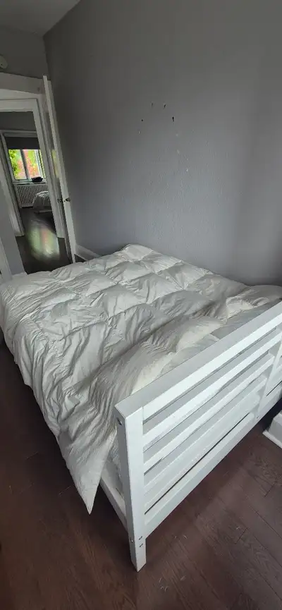 Full Size Bed Frame with Mattress and Duvet, View more