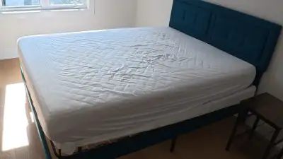 Upholstered Queen Bed Frame with Button Tufted Headboard , View more
