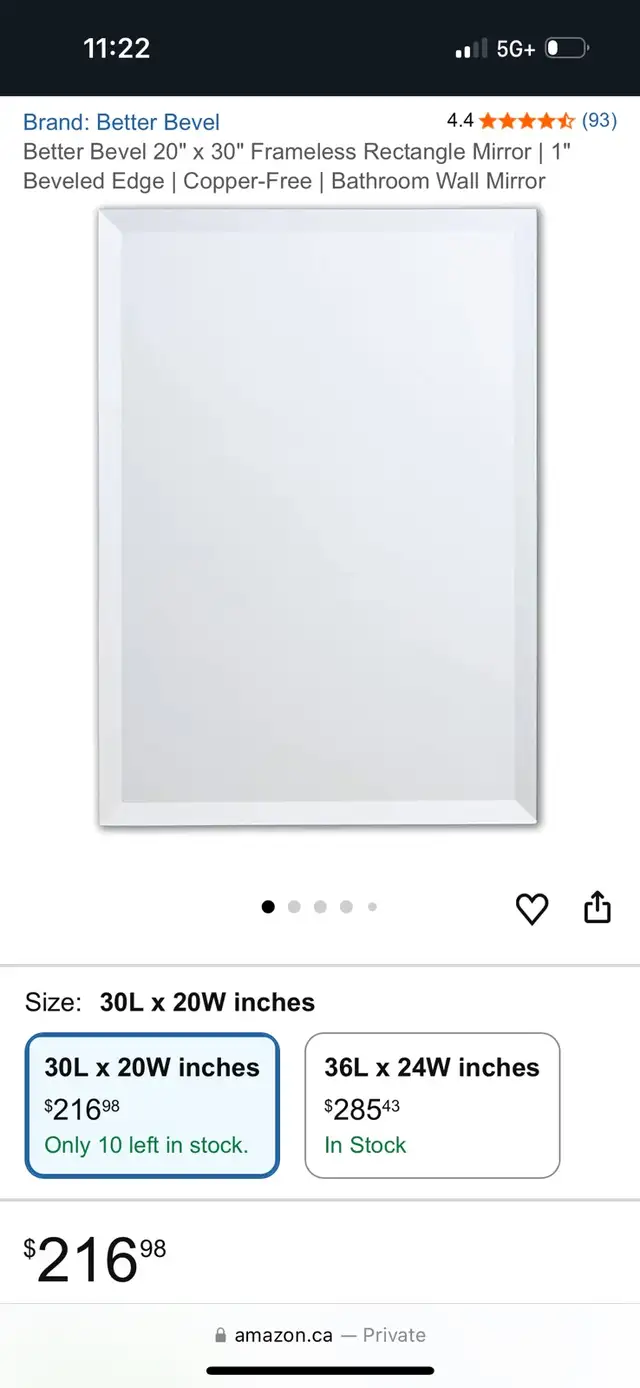 Better Bevel 20" x 30" frameless mirror in Other in City of Toronto - Image 2