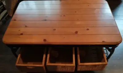 Wood and metal coffee table with storage, View more