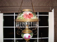 GREAT 1800'S HANGING OIL LAMP