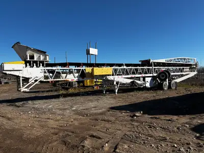 For sale: 36” x 125’ Superior Pinnacle Conveyor with integral fold down axle for radial travel with...