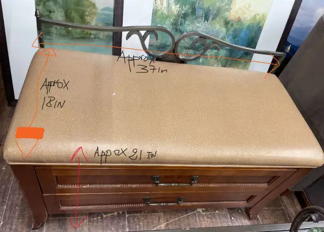 LEATHER BENCH W/DRAWERS