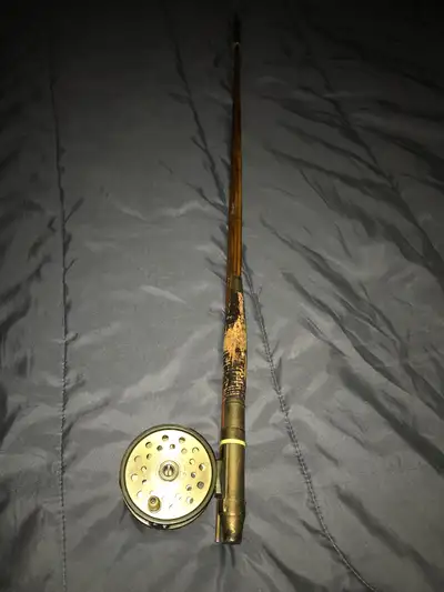 Antique Bamboo Fly Fishing Rod and Reel Combo, View more