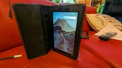 Amazon Fire 7 9th Gen + Leather  Case - Reset & Ready to Go, View more
