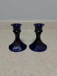 Cobalt Blue Glass Candle Holders 
