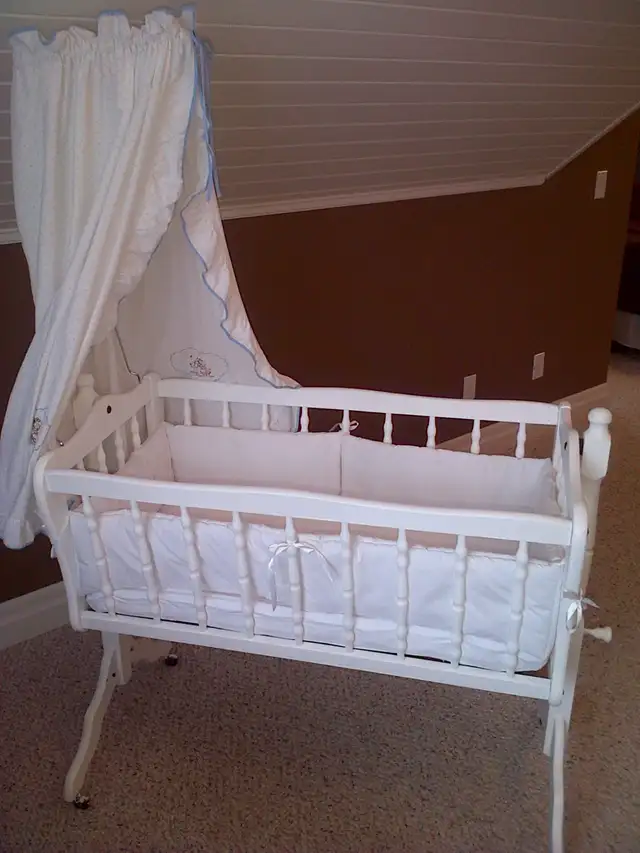 Vintage Baby Cradle with Bedding in Cribs in Trenton - Image 4