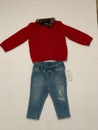 Brand new. Gap Jeans and cardigan - size 12-18 months