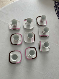 Set of 9 Espresso Cups and Saucers