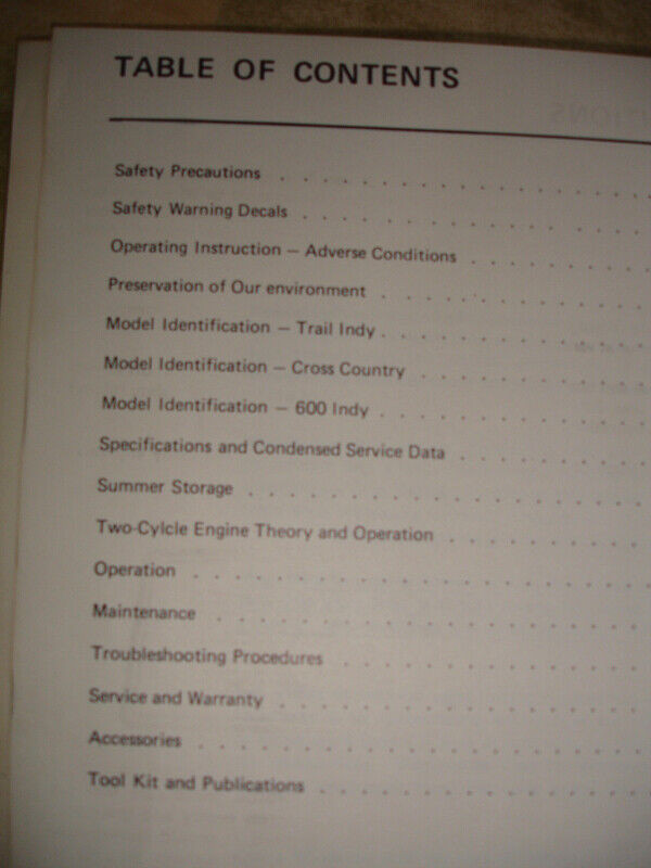 Polaris Indy series 1983 Operators Manual in Snowmobiles Parts, Trailers & Accessories in Oakville / Halton Region - Image 3