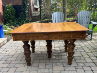 Antique 5 Leg Oak Dining Table