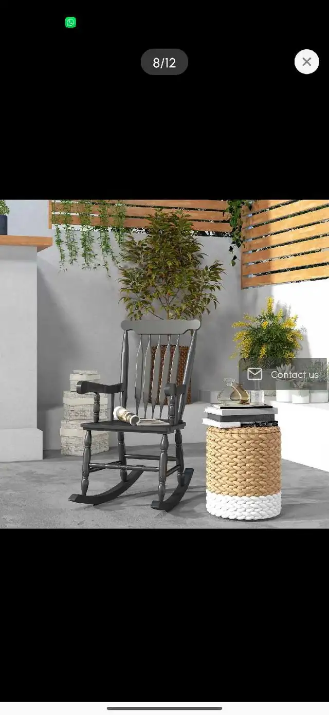 Porch Rocker Chair, Outdoor Wooden Rocking Chair with High Back in Chairs & Recliners in Markham / York Region - Image 9