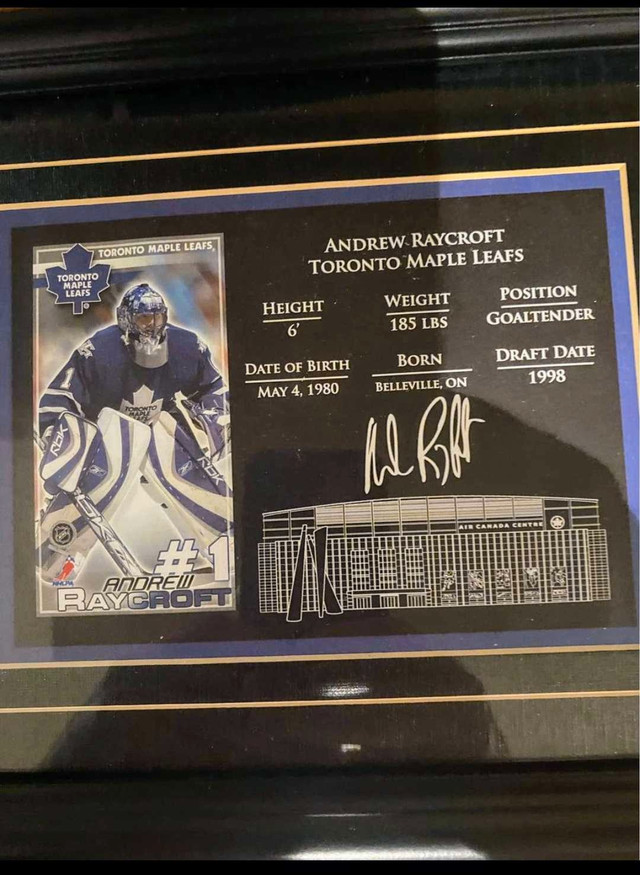 Andrew Raycroft Toronto Maple Leafs Autographed Photo Frame  in Arts & Collectibles in Hamilton