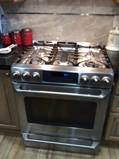 GE Cafe Gas Stove Double Electric Oven, View more